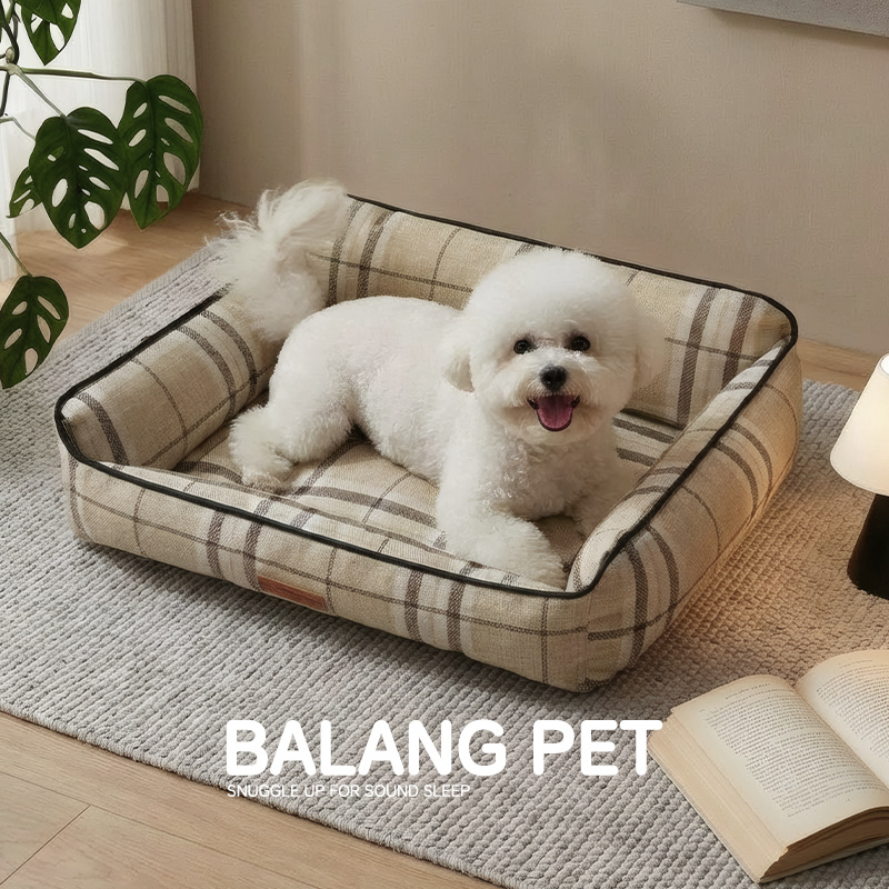 Fully Detachable Pet Bed, British Style Plaid Cat and Dog Bed, Spring and Summer Model, Custom-Made Size, Rectangular Pet Bed Mat