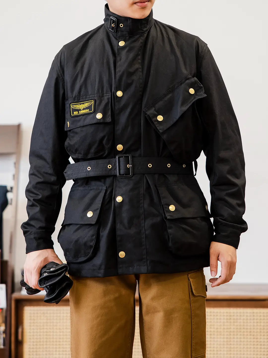 Red Wind Retro Safari Jacket Oil Wax Jacket Male BBR International Wax Coated Windbreaker Locomotive Overalls