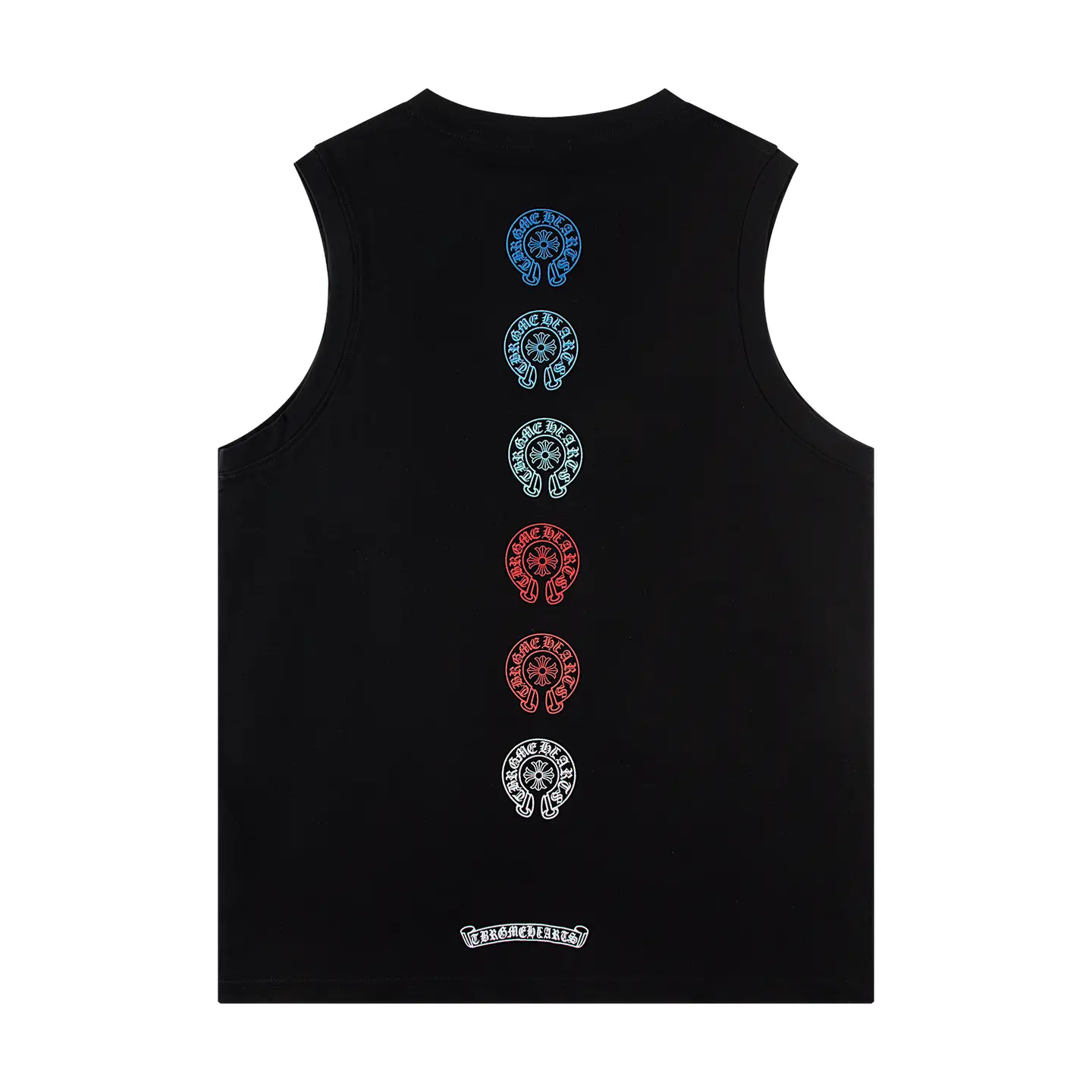 25 New Ch Crocodile Trendy Brand High-Quality Rainbow Horseshoe Cross Print Men's and Women's Casual Sleeveless Vest T-Shirt