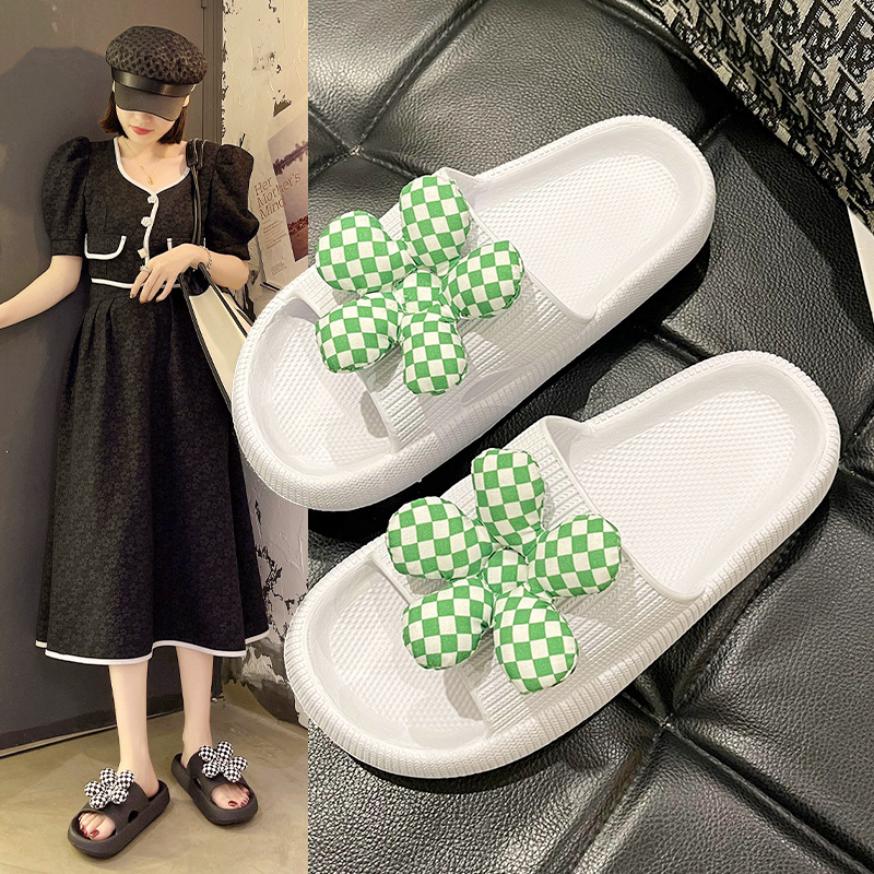 Cross-border Summer EVA New Plaid Flower Stomp Sense Small Clear Outer Wear New Soft Bottom Flat Heel Non-slip Sandals for Women