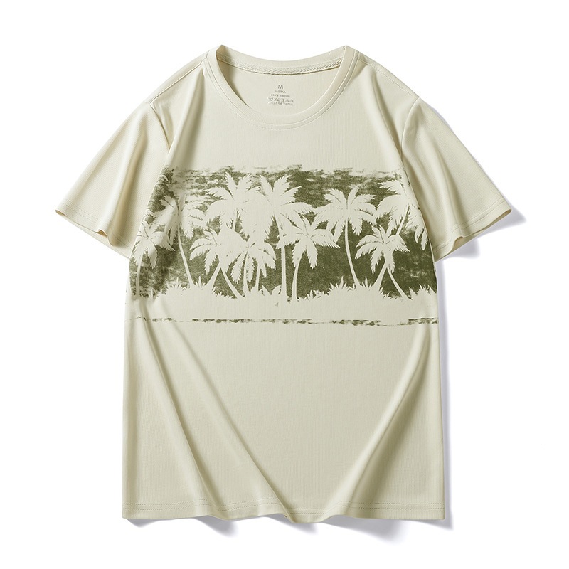Men's 2025 Summer Quick-Drying Half-Sleeved T-Shirt Men's Ice Silk Breathable Short-Sleeved T-Shirt White Black Apricot Round Neck
