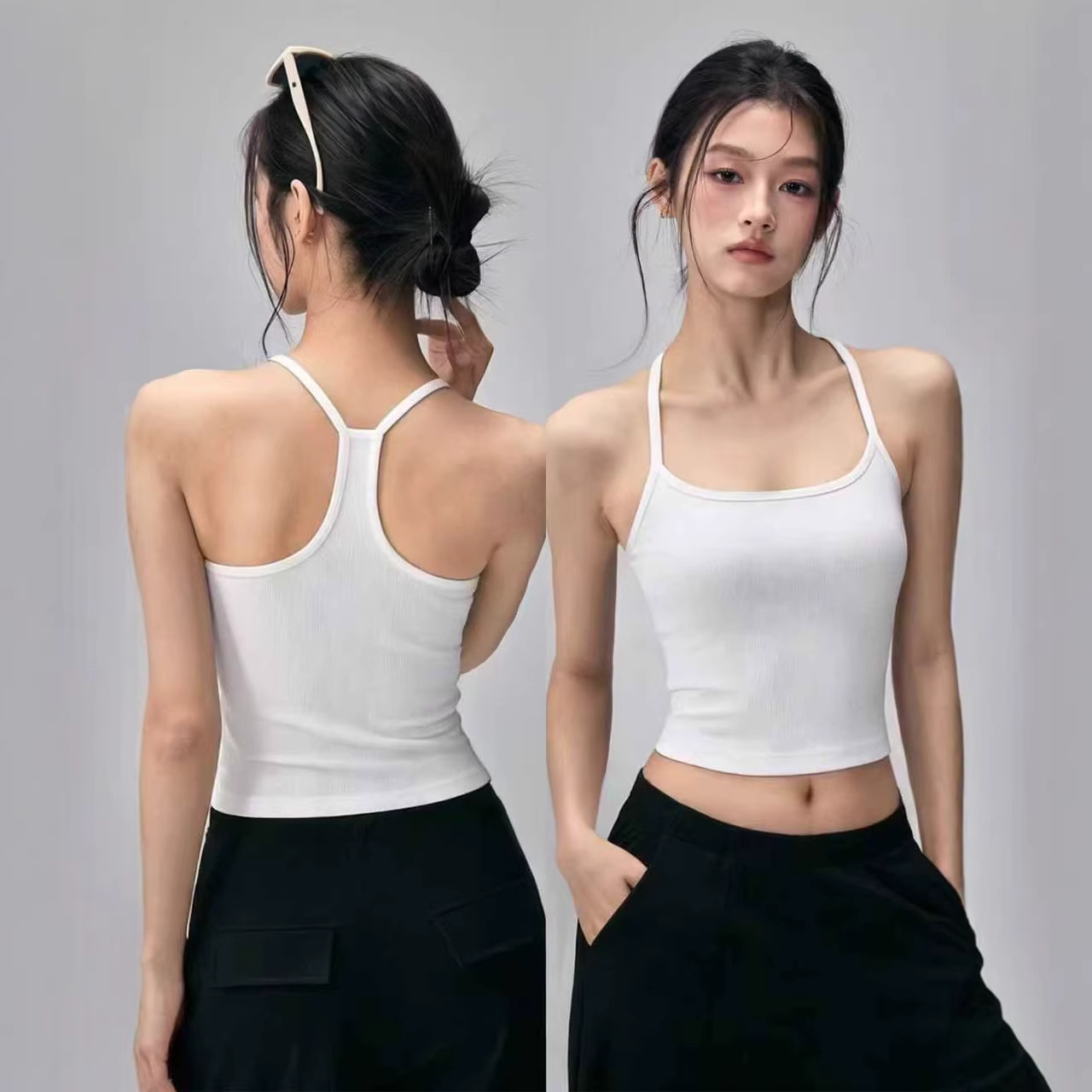Women's Sports Tank Top with Chest Pads, Elastic Fitness Camisole, Slimming Running Outerwear