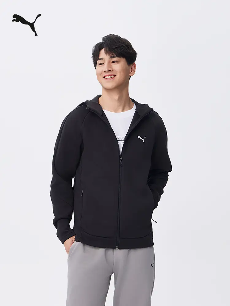 Moisture Absorption Quick-Drying Sports Knitting Jacket Outwear Men's Puma Puma Slim Fit Drawstring Zipper Hooded Tops 687586