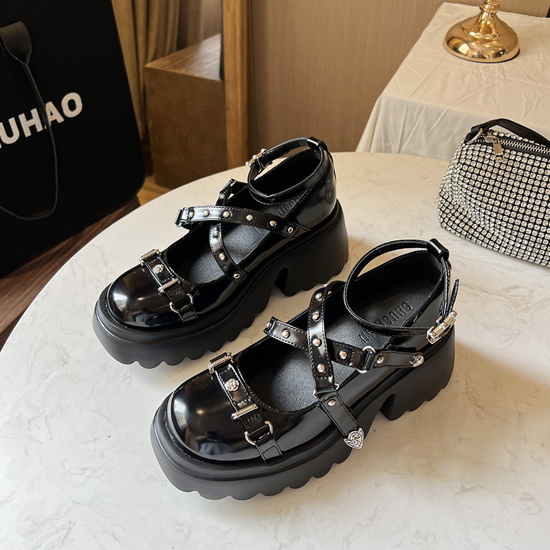 2026 Summer New Style Single-Strap Thick-Soled Height-Increasing Shoes with Metal Buckle, British Trendy Fashion Versatile Casual Women's Shoes