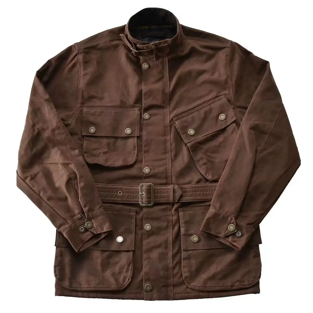 Shenwu American retro heavy oil wax cloth mid-length jacket men's hunting motorcycle coat windbreaker ameikaji winter