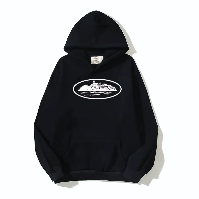 Cross-Border American Street Hip-Hop Print Hoodie Plus Velvet Hooded Sweatshirt Men's Trendy Autumn and Winter Loose Coat Pullover