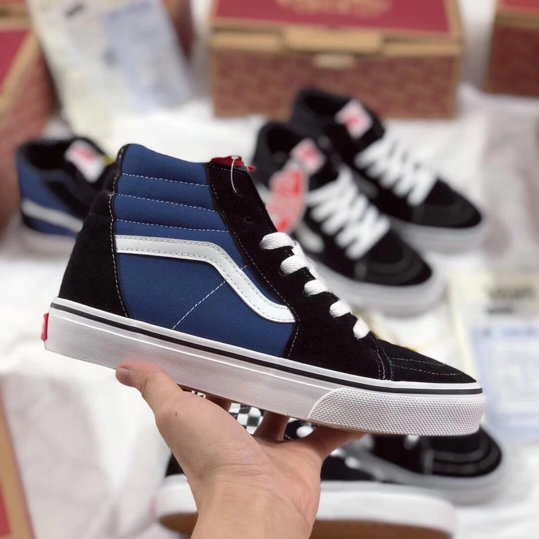 van Swanz Low-top Black High-top vans Navy Blue High-top Canvas Shoes Skateboard Shoes Couple's Shoes