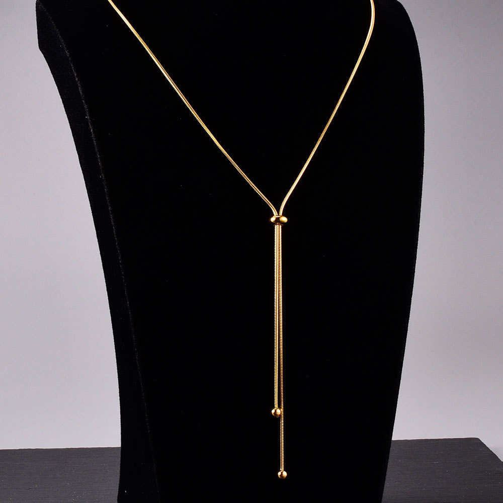 Pull sweater chain long high-end snake bone chain 18k gold simple titanium steel non-fading necklace women's light luxury niche