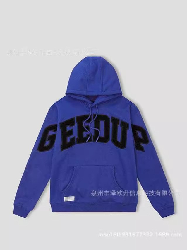 [Ready Stock] Geedup Blue and Black Sweatshirt High Street Pullover Hooded Jacket High Quality Cross-Border QC-foto från 1688 på Qualit.ly
