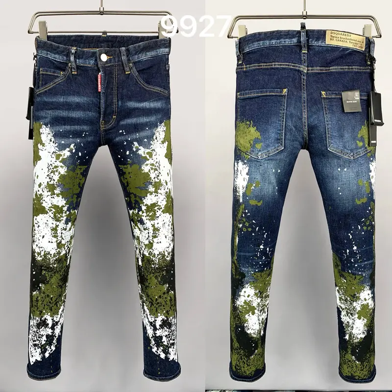 9927 heavy industry inkjet personality D2 high street tide brand jeans American cross-border men's Denim trousers European station Denim