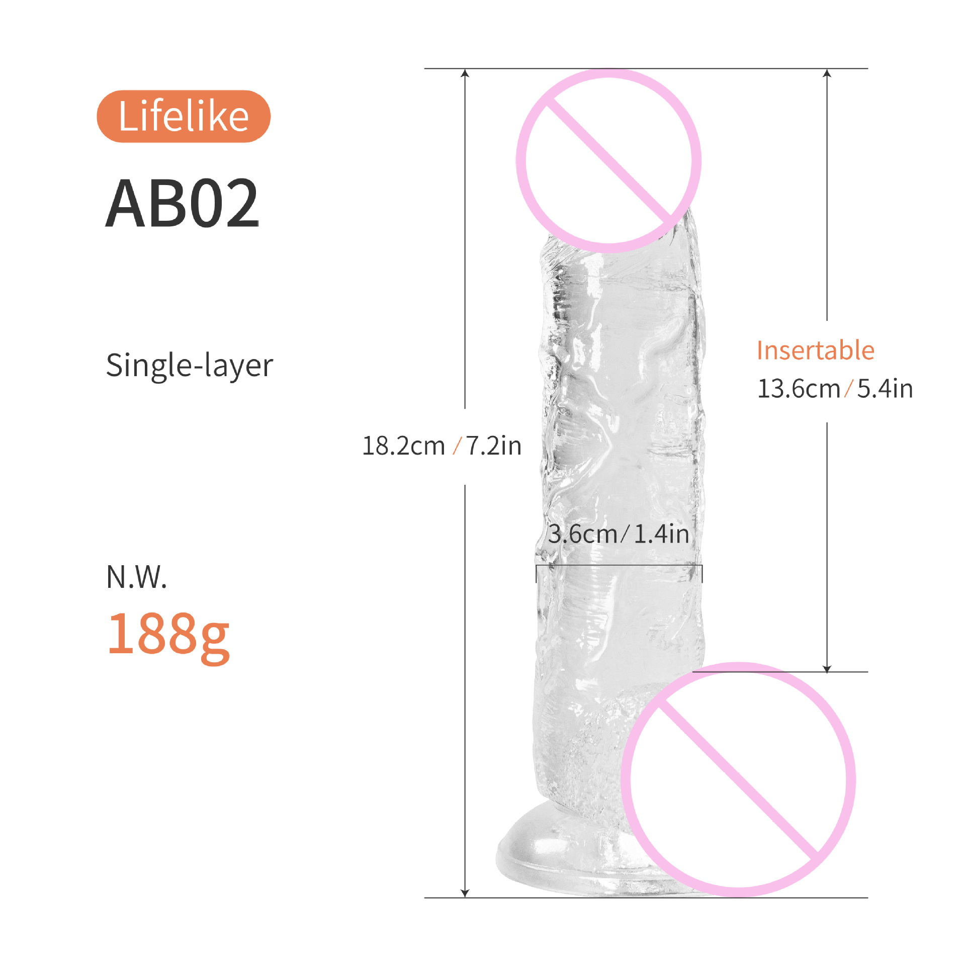 Transparent crystal simulation penis jelly dildo adult supplies female masturbation equipment Amazon foreign trade hot sale