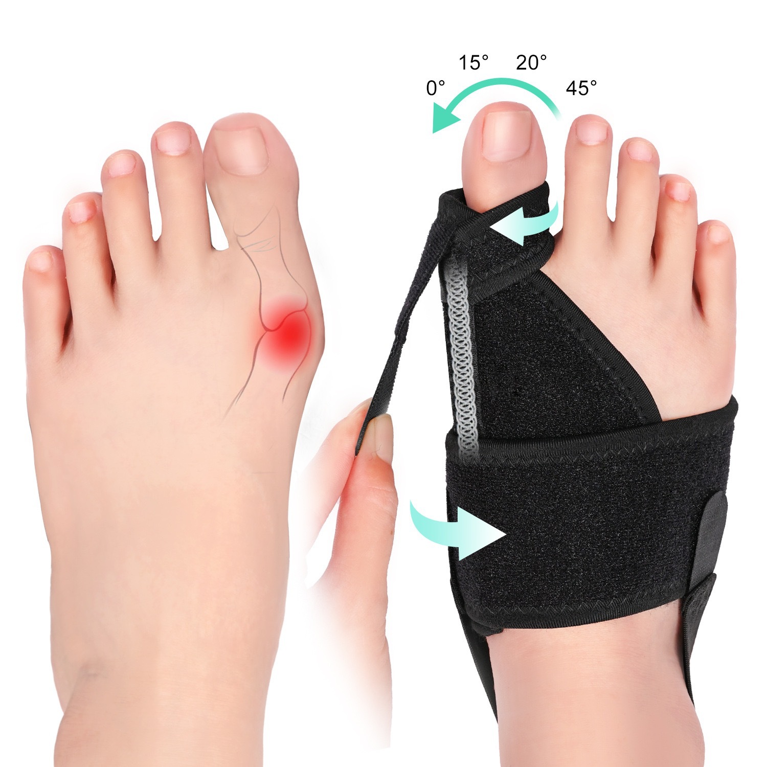 Big Toe Valgus Corrector Toe Separator to Correct Foot Bones, Thumb and Toe Adjustable Protective Sleeve Orthopedic