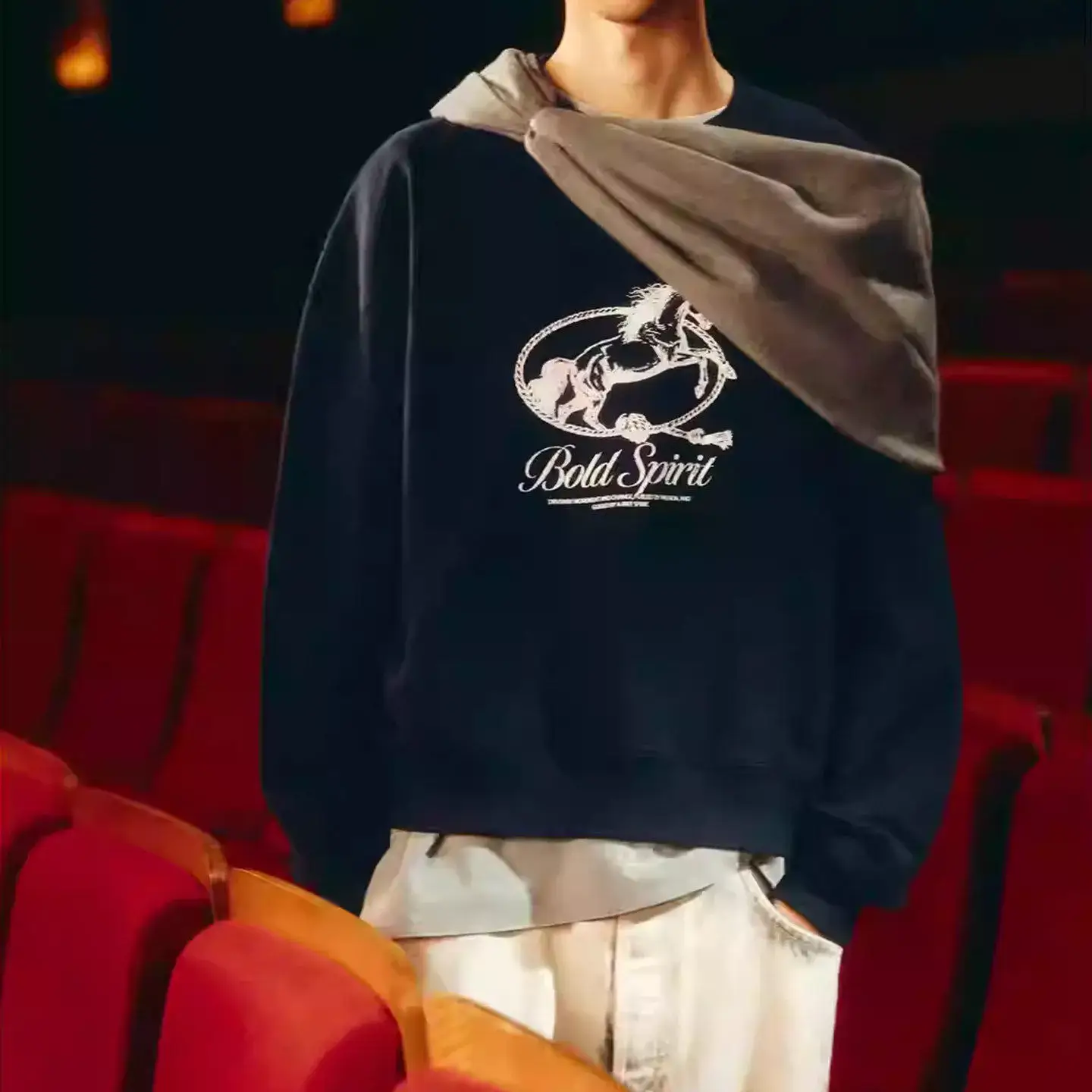 Cabinet 329! Men's Clothing 2026 New Spring Outfit European and American Long-Sleeved Letter Print Crew Neck Sweatshirt 1165401
