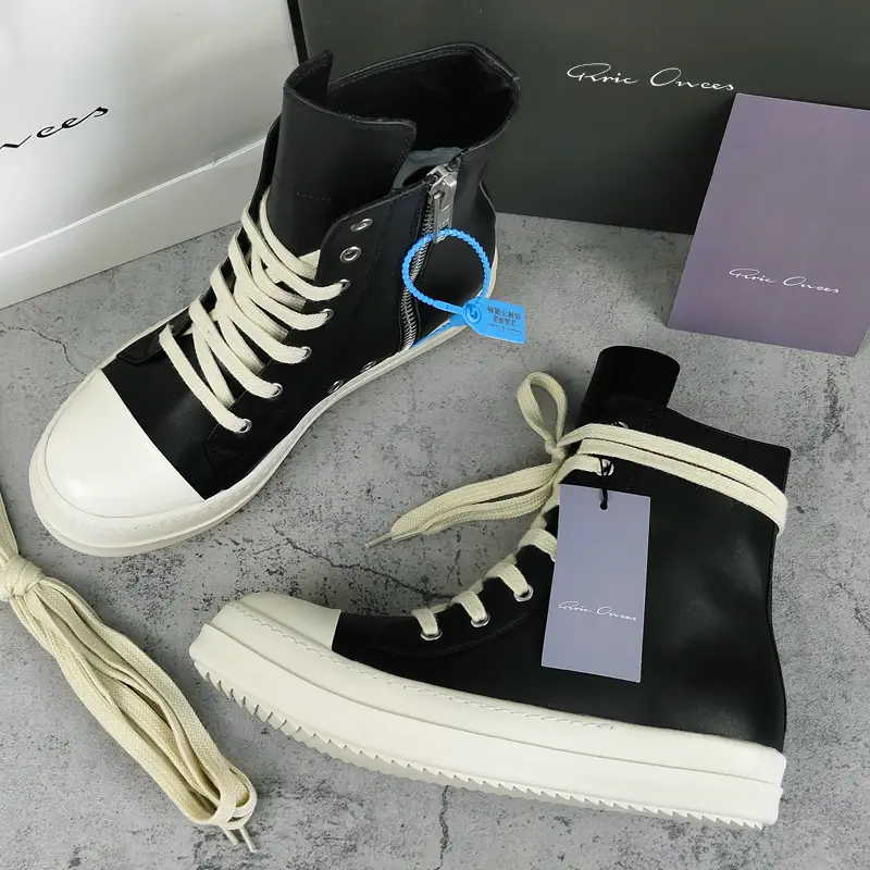 Ross Ovince High-Top Shoes for Men Ro Genuine Leather Heightening Thick Sole Casual Sneakers for Women Versatile White Shoes Short Boots Trendy
