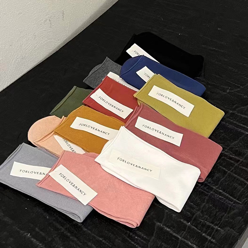 Love and Nancy Thirteen Lines Minimalist Summer Simple Fashionable Skin-Friendly Soft Solid Color Elastic Socks for Women 14923