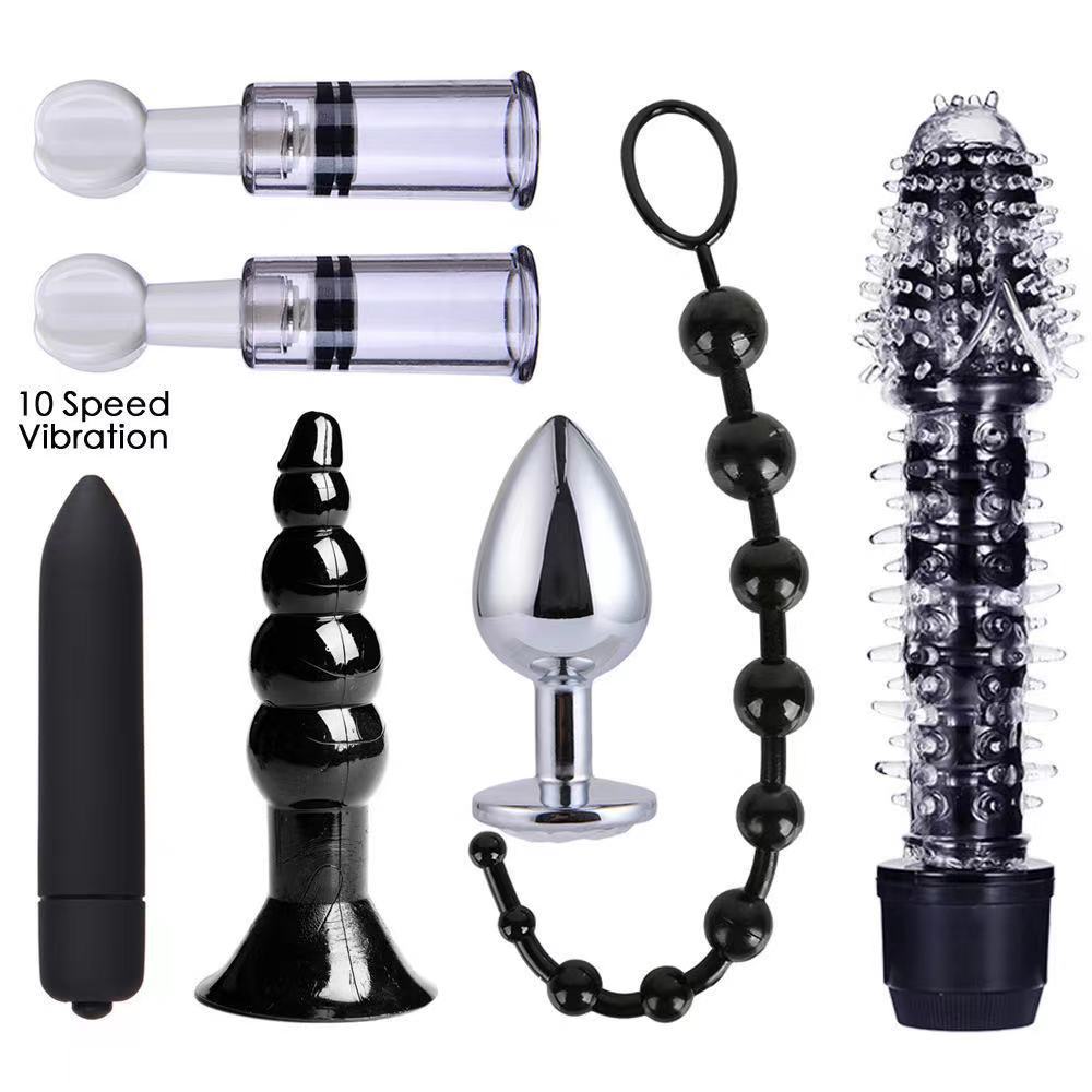 Foreign trade SM anal plug 3/5/7 set of women's back room masturbation Mimi fun vibrator sex toys adult supplies