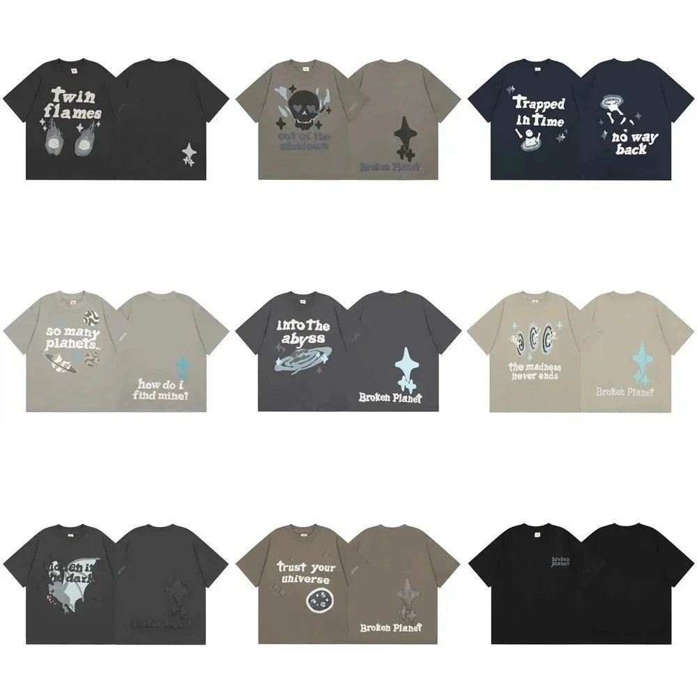 Cartoon bubble-print crew-neck short-sleeve T-shirt collection RM