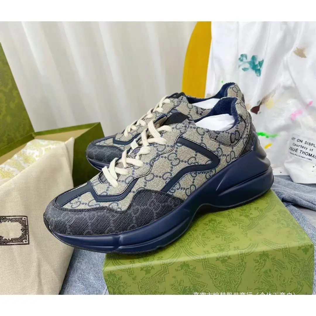 High Version g Home Color Matching Dad Shoes 2025 New Old Flower Colorful Blue Bottom Heightening Couple Casual Sports Shoes Men's Size