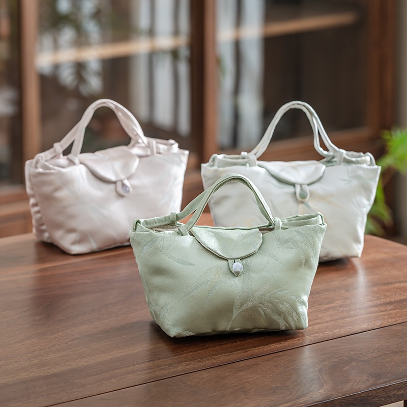 One Pot Two Cups Portable Cloth Bag Storage Bag Satin Thickened Tea Bag Outdoor Travel Tea Set Storage Bag