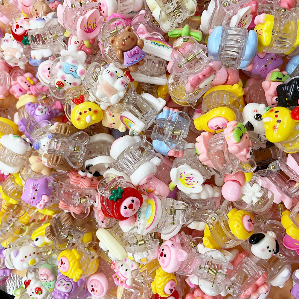 Transparent thin flash cute dripping oil New style clip cute cartoon accessories girl heart student ins cartoon sweet hairdressing