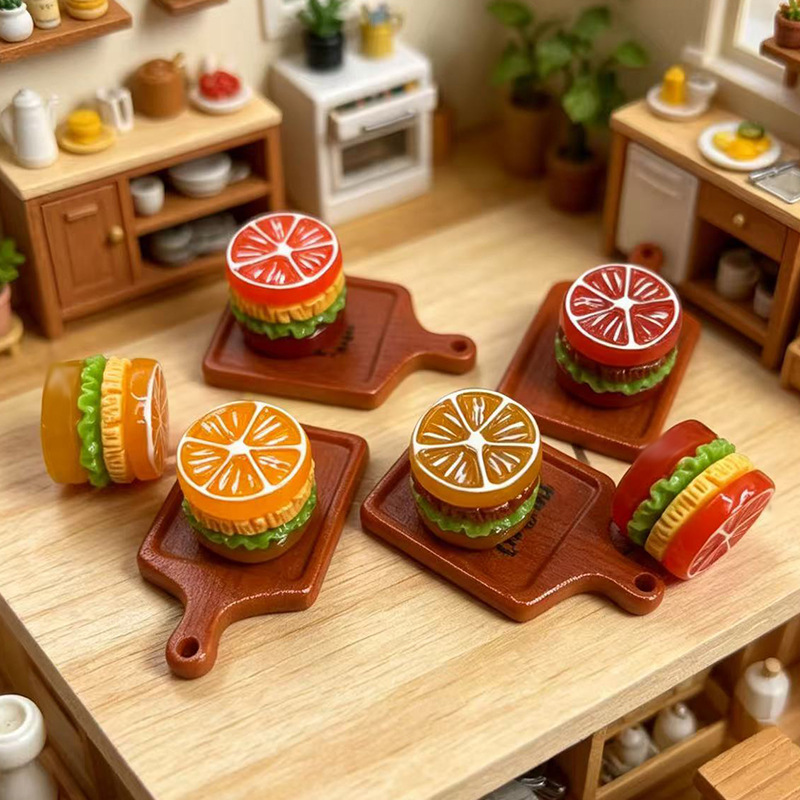 Miniature Realistic Food Toys: Tomato, Chicken, Beef, Burger DIY Keychain Pendant, Dollhouse, Car Decoration, Trendy Toy Ornament