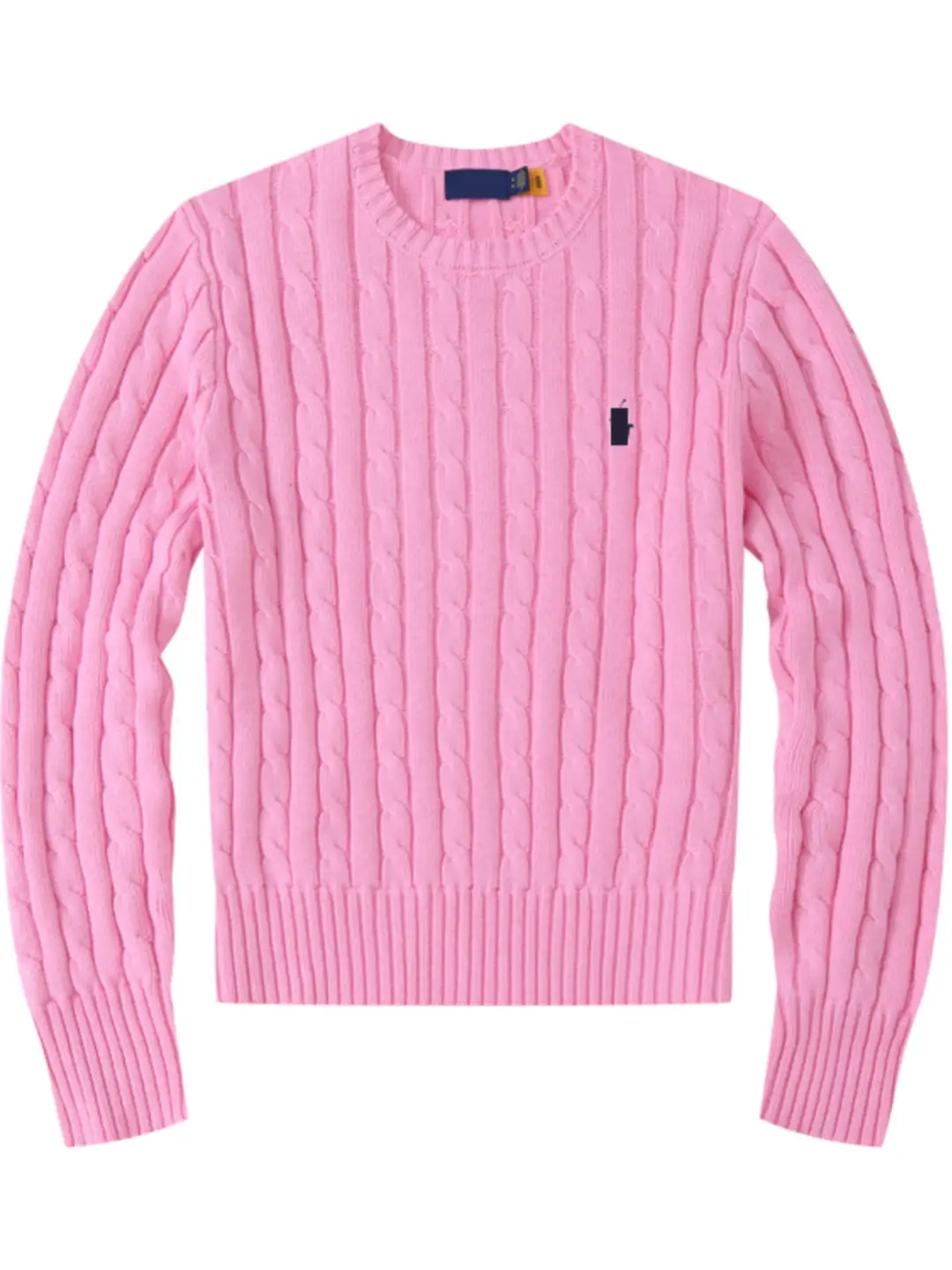 Spring and Autumn Women's Round Neck Sweater American retro silm Knitwear Polo pure cotton Easiest for match Long sleeves Cable Stitch Sweater