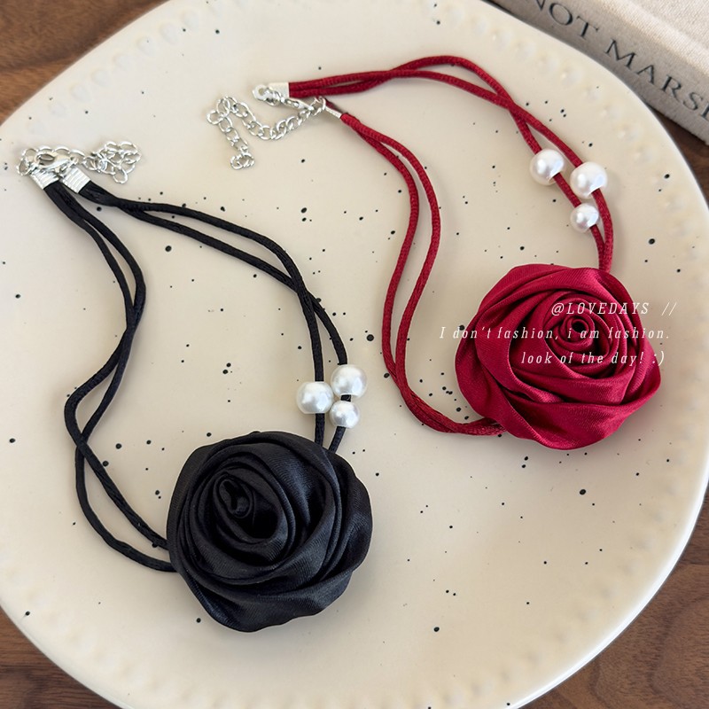 Advanced Sense Rose Necklace Camellia Flower Collarbone Necklace Choker Neck Jewelry New Style Internet Celebrant Collar for Women