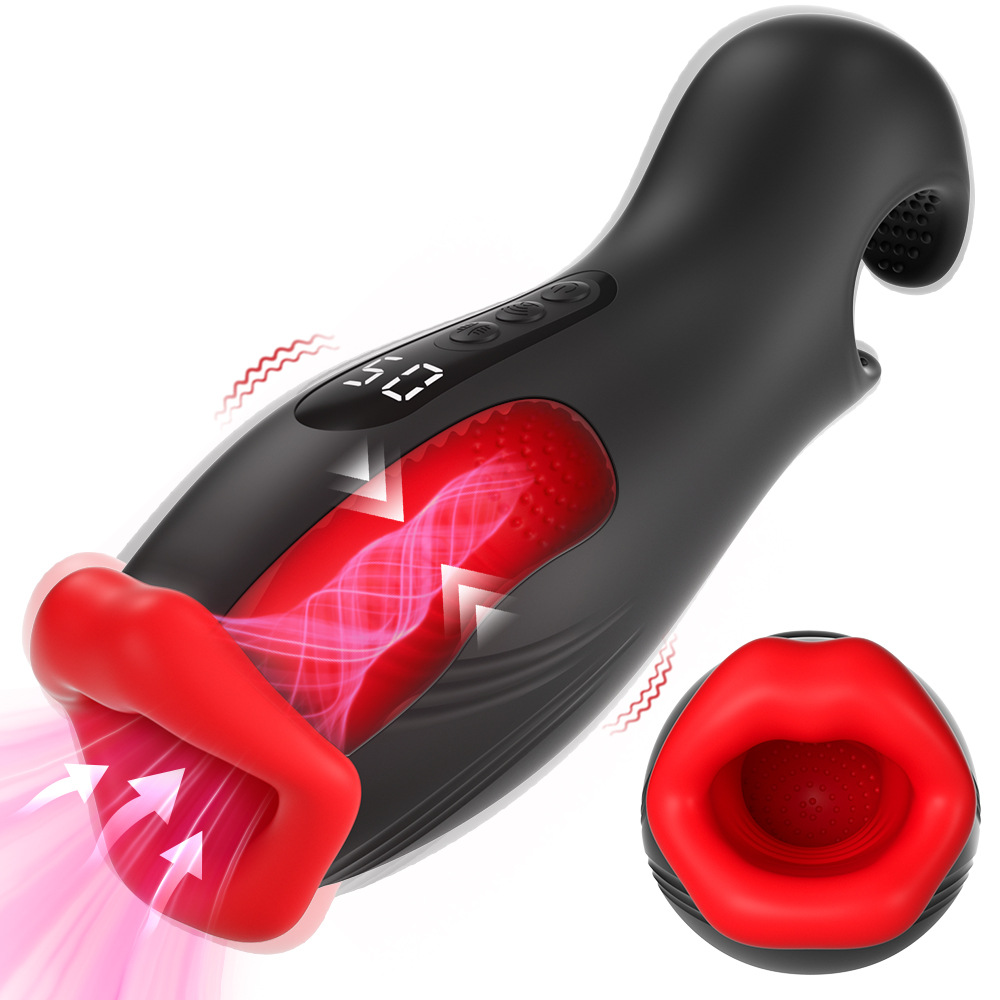 Hot-Selling Male Vibrating Tapping and Suction Root Training Device with Digital Display, One-Touch Burst Masturbation Cup, Sex Toy