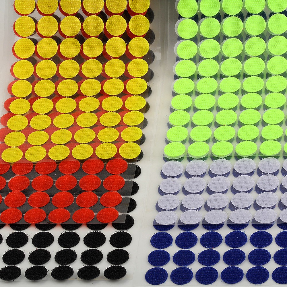 Sapphire blue green Black White 1cm-3cm round paste tie buckle punch color adhesive polka dot hook and loop