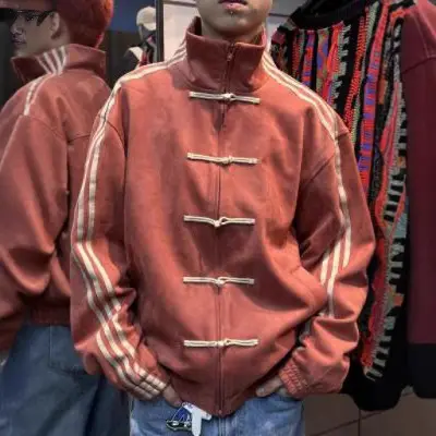 Amazon's Popular National Trend Design Silk New Chinese Style Stand-Up Collar Button Jacket Men's Spring Loose Tang Suit Jacket