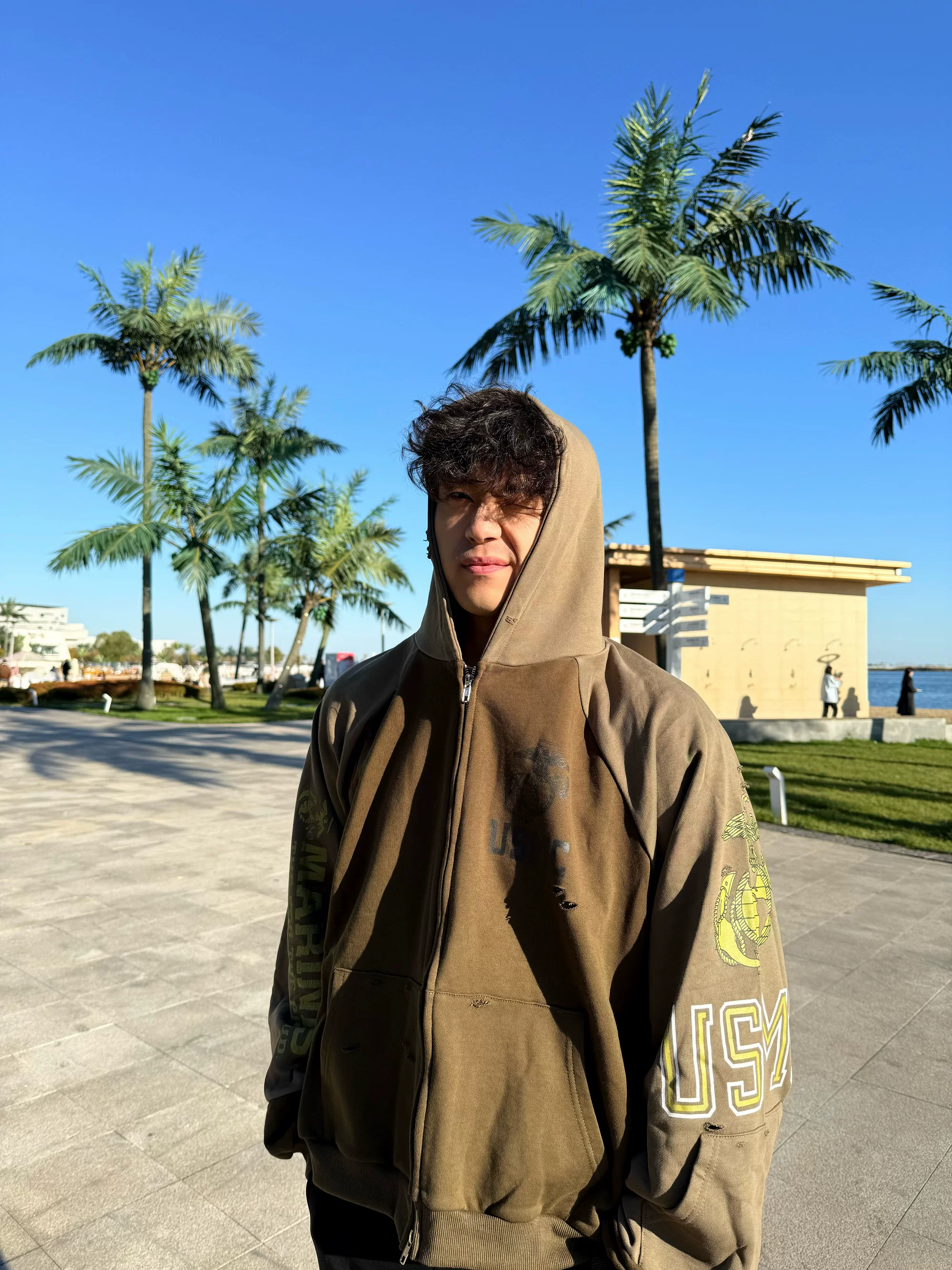 25 Autumn/Winter Project Gr Grailz Fake Two-Piece Foldable Patchwork Distressed Zipper Hoodie Jacket Trendy