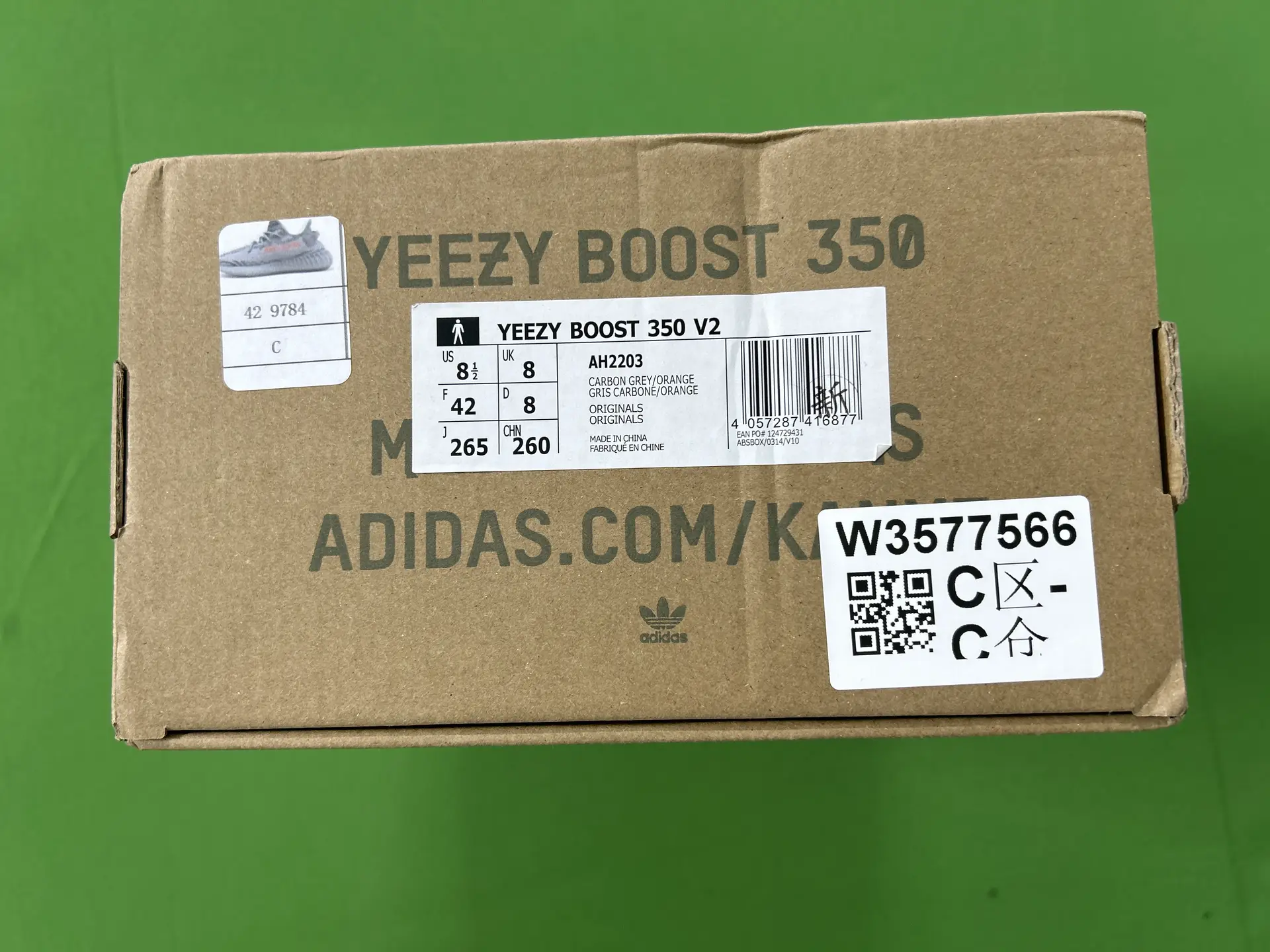 Adidas Yeezy Boost 350 V2 Carbon Grey/Orange AH2203