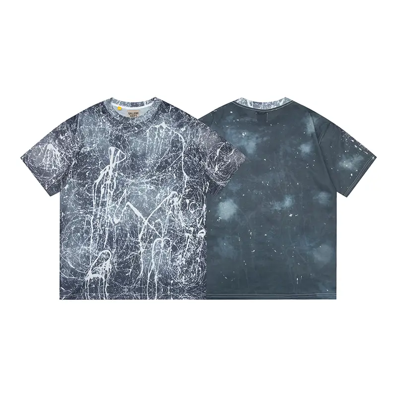 Correct GALLERY DEPT American tie-dye washed high street graffiti print loose short sleeve T-shirt men and women ins