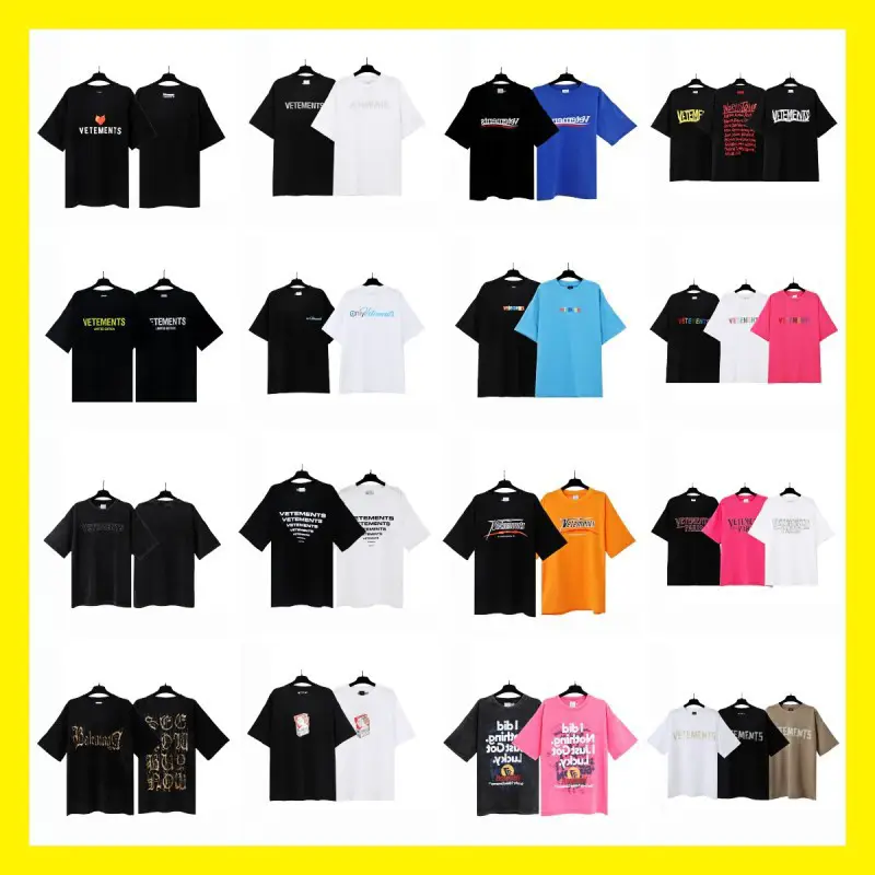 Vtm Letter American Trendy Brand No Photography Printed Loose Washed Distressed Short-Sleeved T-Shirt Couple Outfit Super Cute