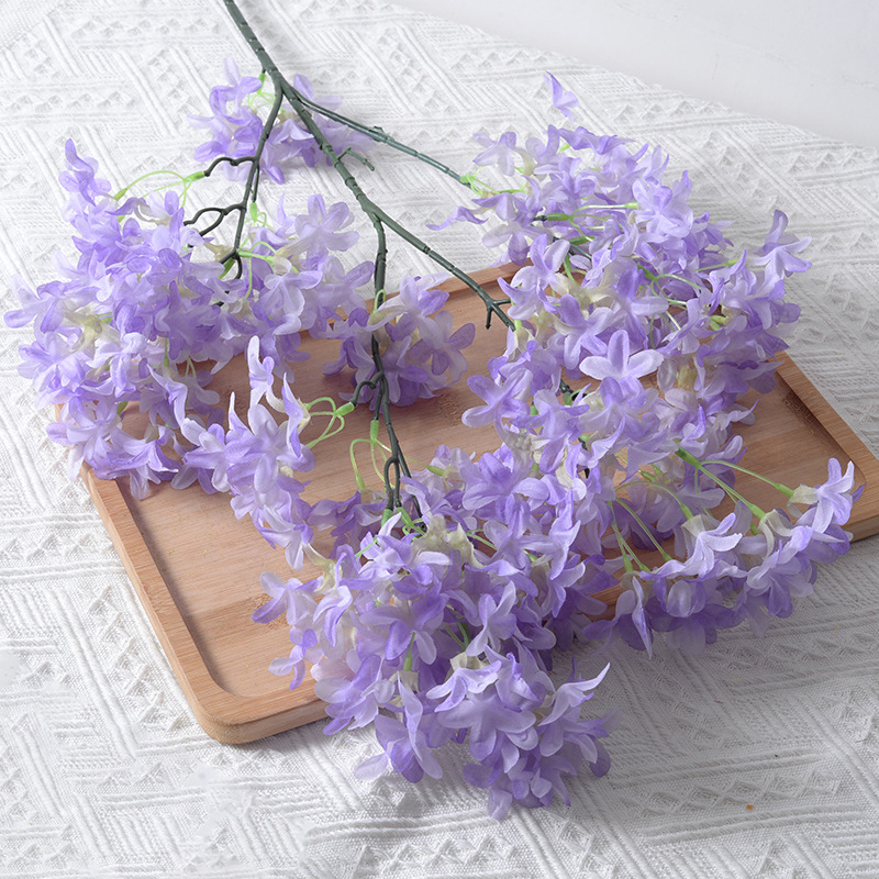 Simulation lilac flower cross flower long branch cherry blossom silk cloth home hotel ceiling wedding road lead arch decoration wholesale
