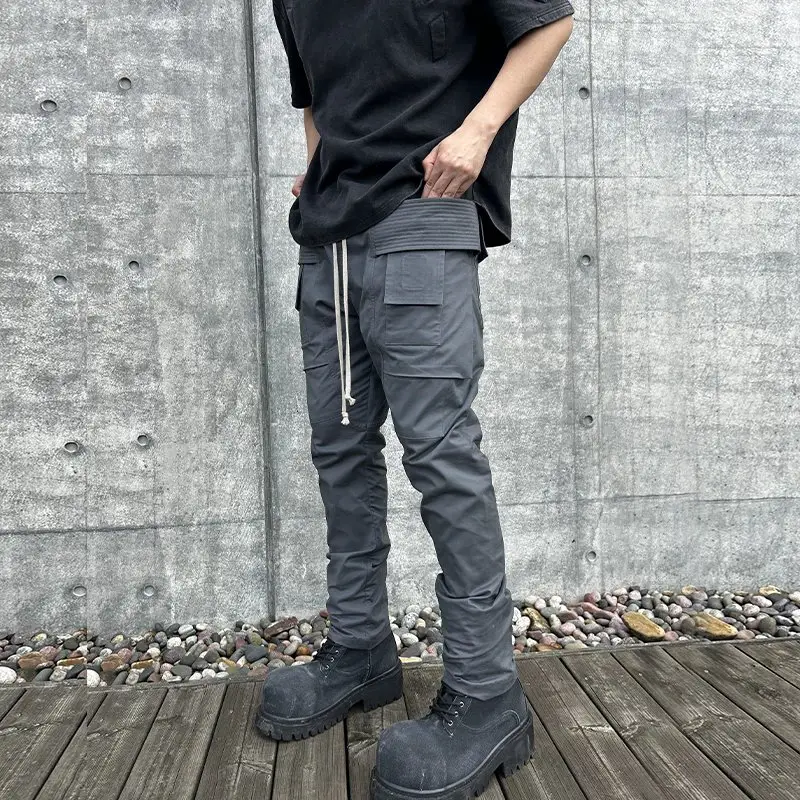 Pink elephant dark style three-dimensional multi pocket workwear casual pants casual pants