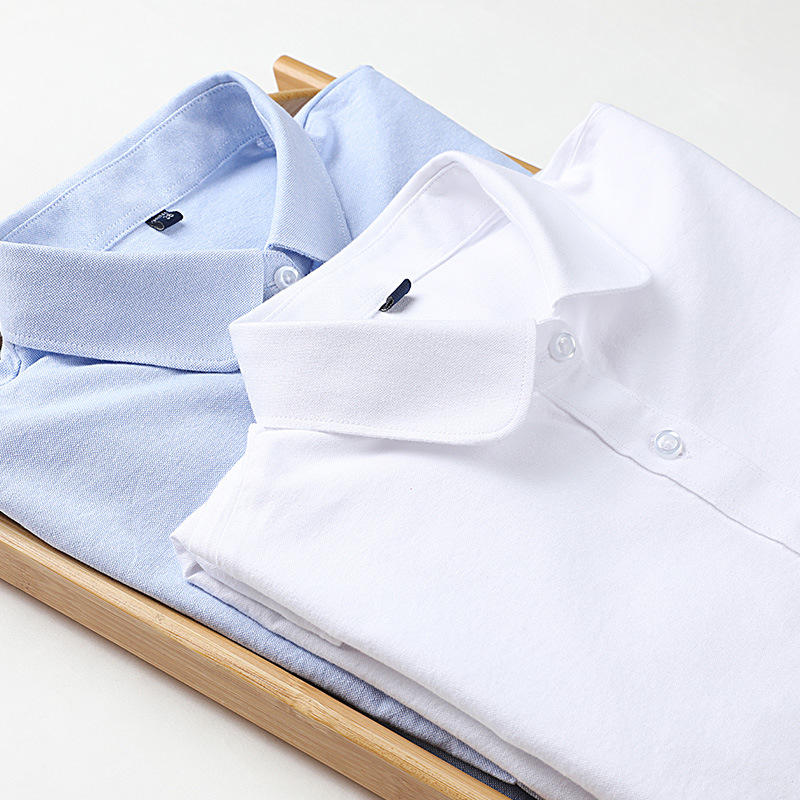Women's Cotton Oxford Long-sleeved Shirt Round Collar Doll Collar Age-reducing Casual All-match Solid Color Shirt for Four Seasons CY