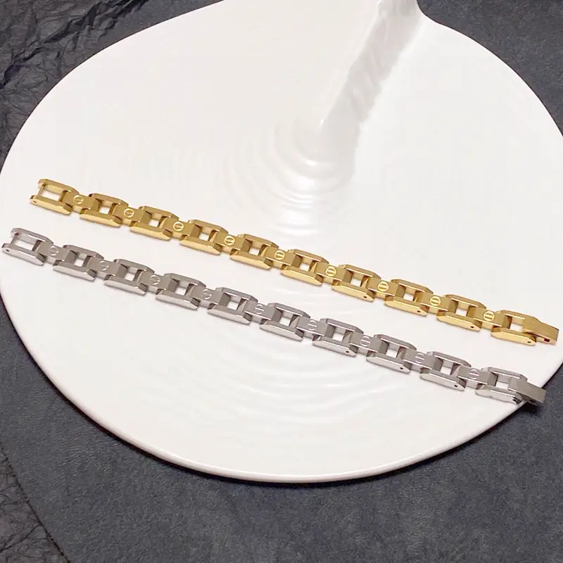 Cross-Border Hot Selling Stainless Steel Bracelet Vacuum 18K Gold Non-Fading Kajia Fashion Titanium Steel Couple Hand Jewelry Wholesale