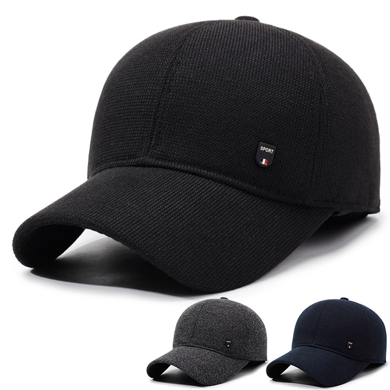 Men's Winter Hat for Middle-Aged and Elderly, Dad's Warm Baseball Cap, Elderly Grandpa's Autumn and Winter Fleece-Lined Old Man's Cotton Hat