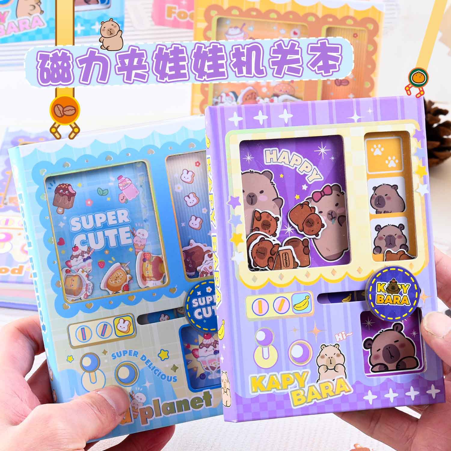 Gashapon Magnetic Clamp Doll Pocket Food Notepad Organ Rocking Music Cartoon Handbook Portable Decompression