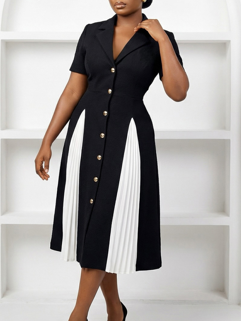 D3360 Amazon Cross-Border Foreign Trade 2026 New Women's Clothing Stylish and Elegant Workwear Simple Suit Collar Color-Blocking