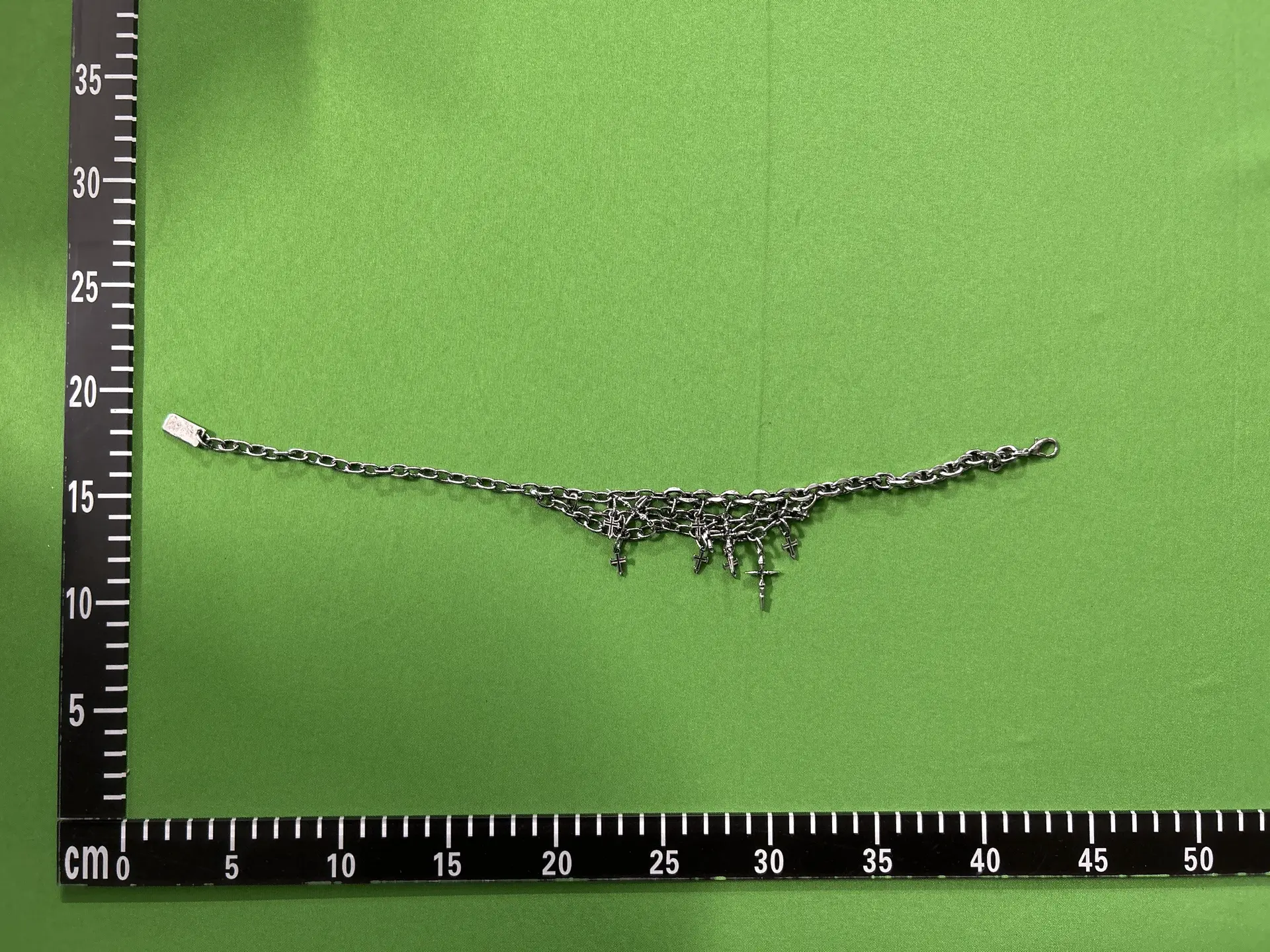 Silver Metal Chain Necklace with Cross Charms