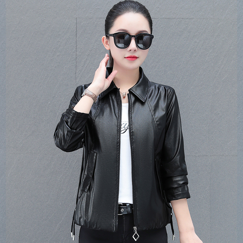 Women's Short Pu Leather Jacket 2026 Spring and Autumn New Fashion Stylish High-End Design Versatile Coat for Petite Figures