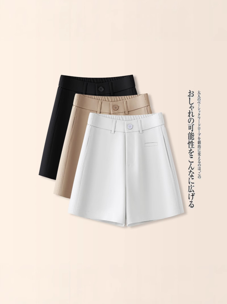 New Suit Shorts Women's High Waist Summer Thin Korean Style Loose A- word Version Wide Leg Three-point Short Pants