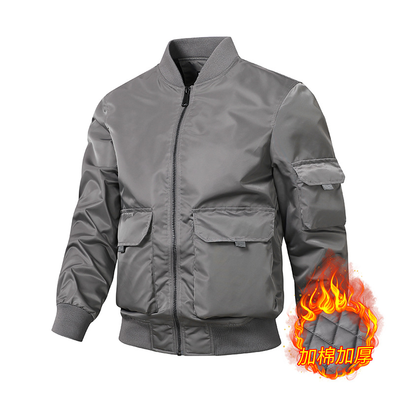 Autumn and Winter Thickened New Cross-Border American Retro Trendy Brand Stand Collar Pilot Jacket Loose Casual Baseball Jacket