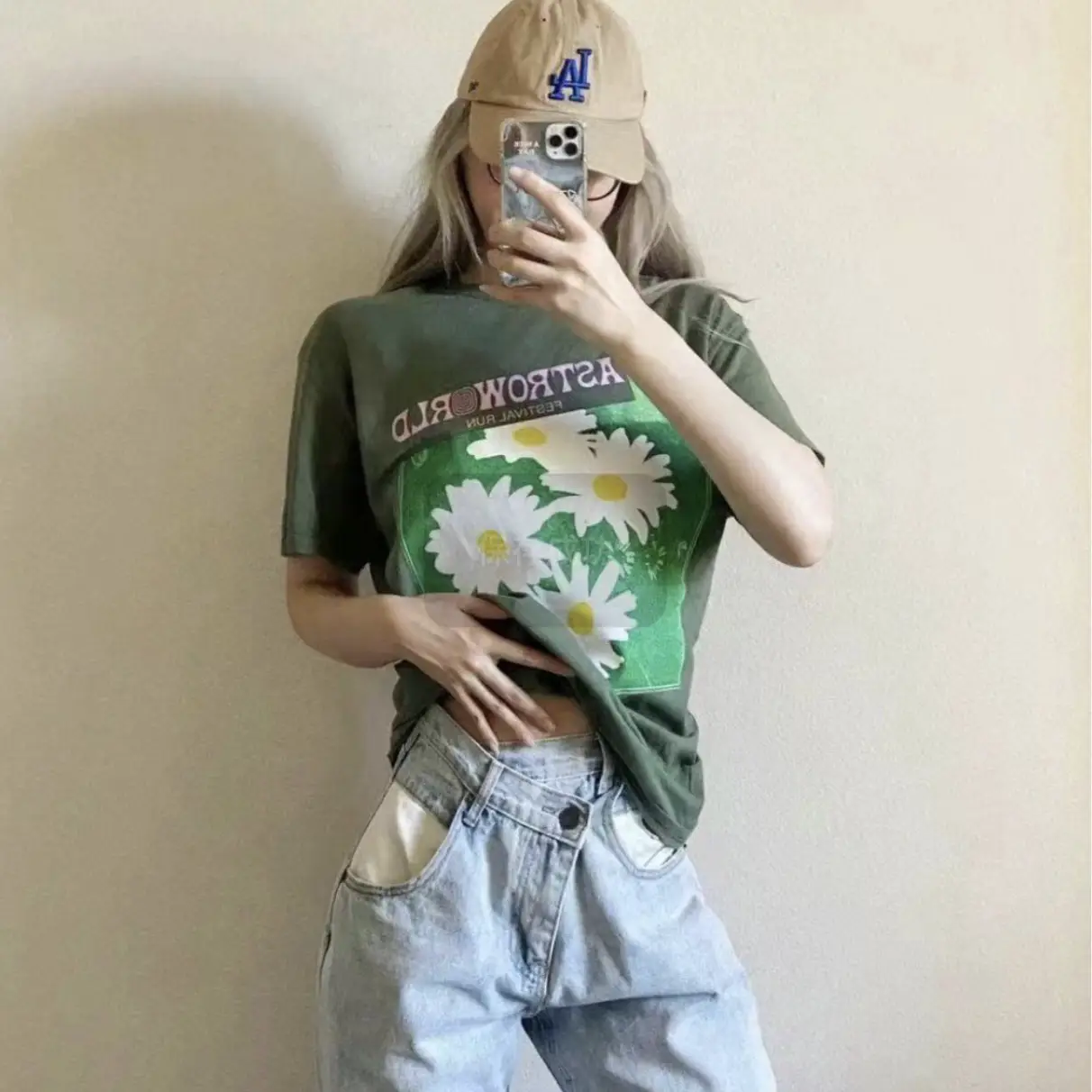 Travis Scott Cactus Jack Foam Print Round Neck Ts Short Sleeve High Street Hip Hop Fashion T-Shirt Trendy t