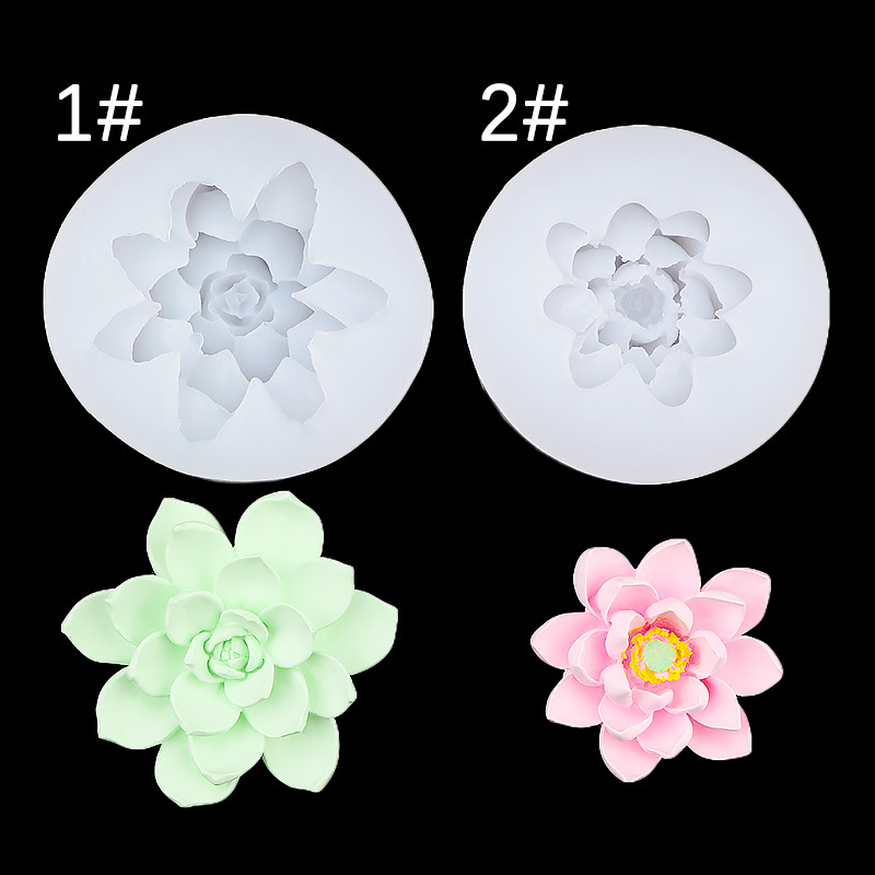 Three-dimensional lotus lotus fleshy silicone mold chocolate dessert aromatherapy car candle plaster decoration mold