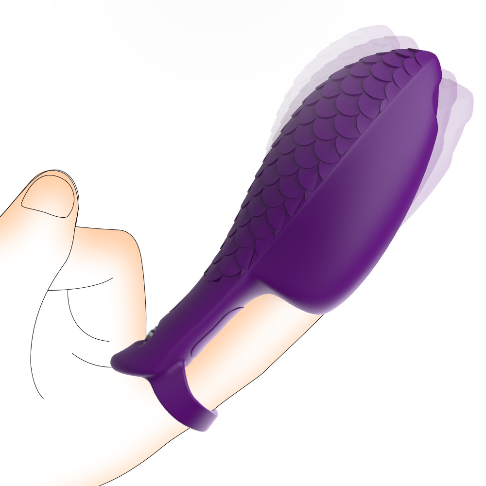 Fish scale finger set silicone 10 frequency vibration finger vibrator husband and wife flirting massage special finger set wholesale