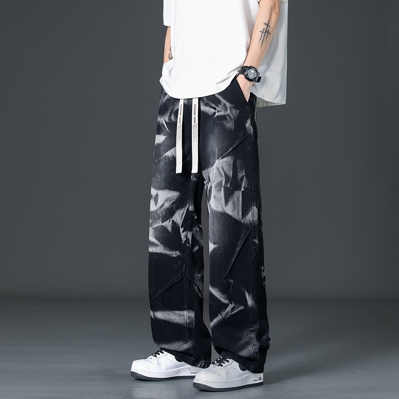 American High Street Men's Jeans 2026 Summer New Trendy Loose Plus-Size Straight Casual Long Pants
