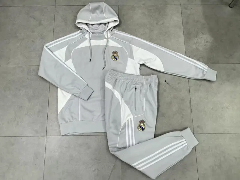 Fugu gray white long sleeved football training jersey sweatshirt men's 2526 new appearance warm-up fitness sports team uniform